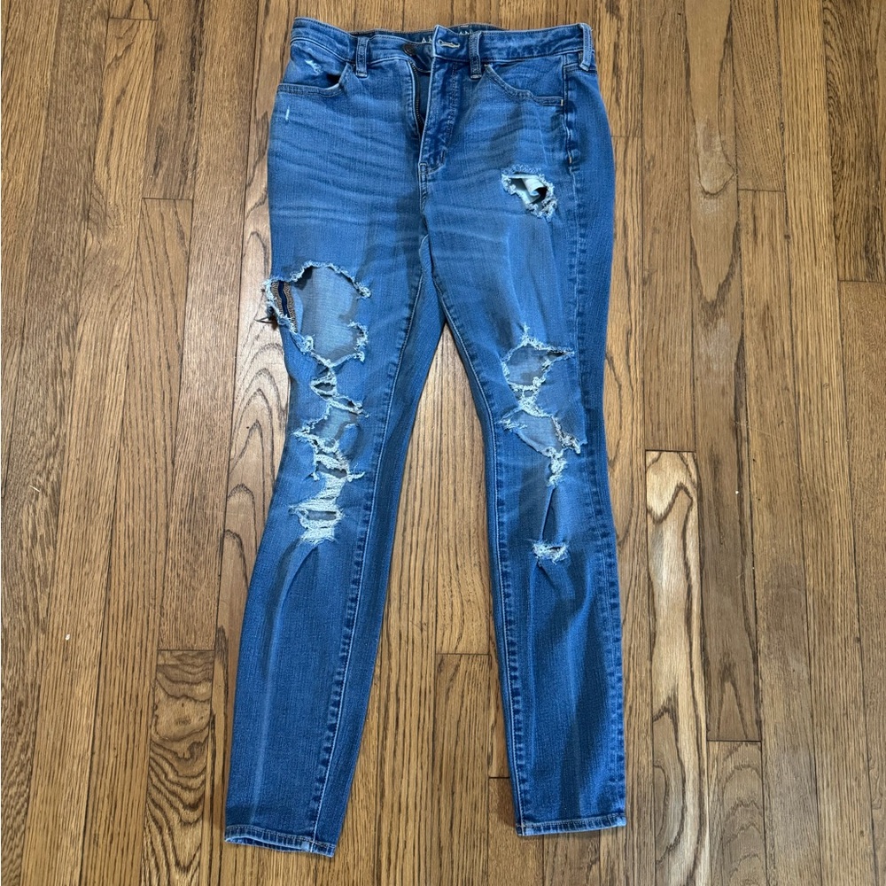 American Eagle Outfitters Ripped Blue Skinny Jeans